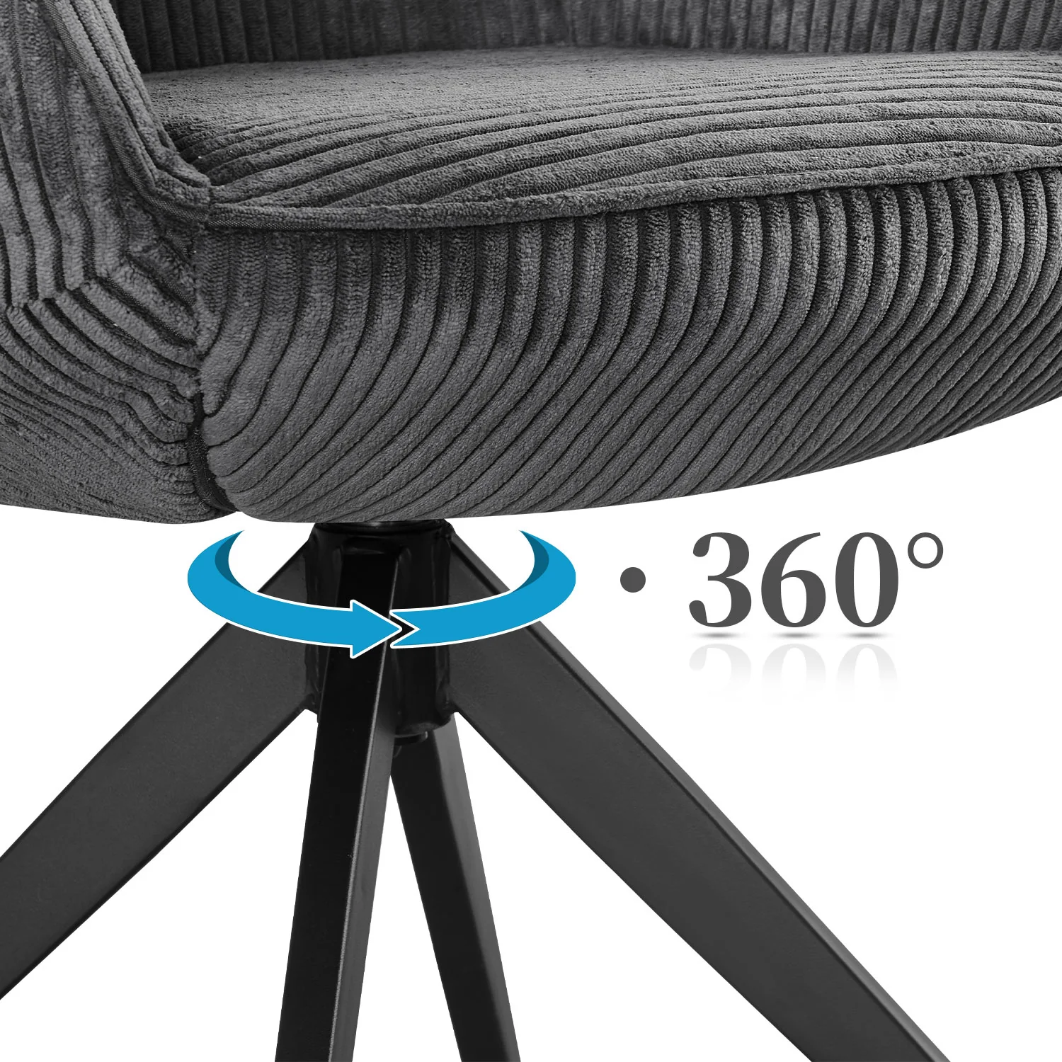 B-Ware Drehstuhl ARVIT, Dunkelgrau, Cord | mit 360°-Drehfunktion | - Image 5