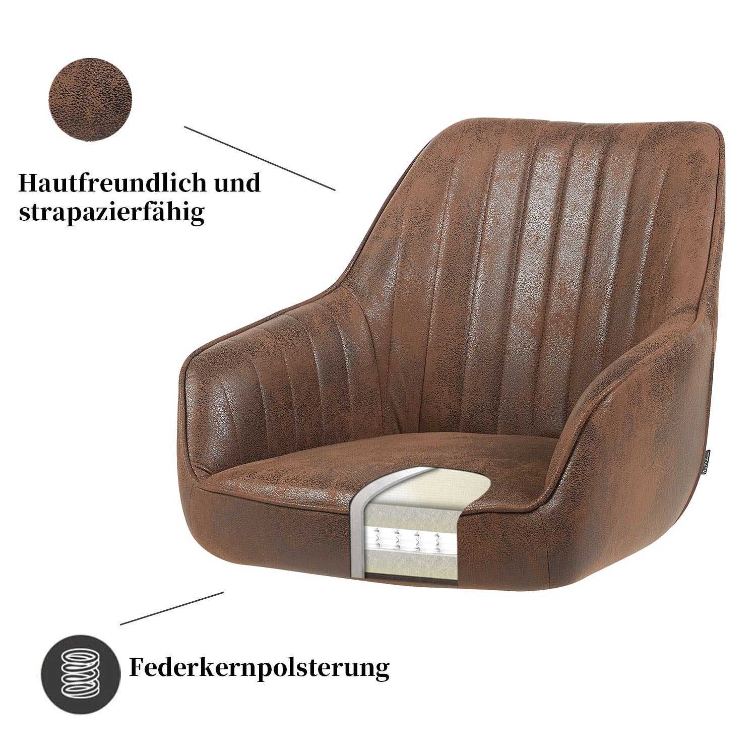 B-Ware Drehstuhl ARVIT, Wildleder Optik Braun - Image 7