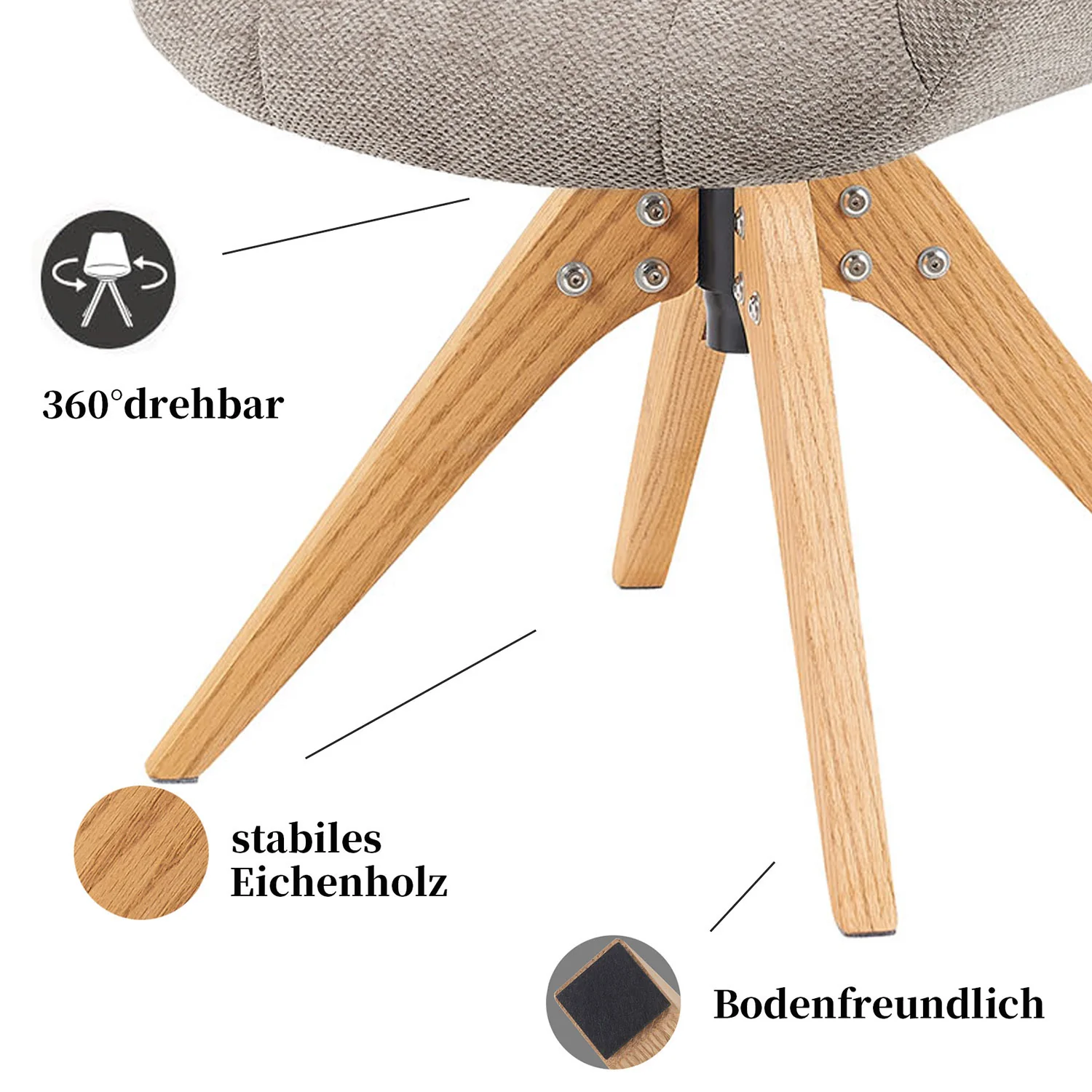 Esszimmerstuhl Mika-Nele 2er-Set |360° drehbar | Eiche geölt Natur - Image 18